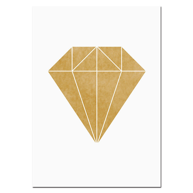 Gold Nursery Poster Print Gold Heart Love Word Gold Foil Canvas Painting Modern Diamond Wall Art Poster Living Room Home Decor