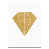 Gold Nursery Poster Print Gold Heart Love Word Gold Foil Canvas Painting Modern Diamond Wall Art Poster Living Room Home Decor