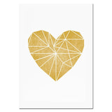 Gold Nursery Poster Print Gold Heart Love Word Gold Foil Canvas Painting Modern Diamond Wall Art Poster Living Room Home Decor
