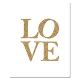 Gold Nursery Poster Print Gold Heart Love Word Gold Foil Canvas Painting Modern Diamond Wall Art Poster Living Room Home Decor