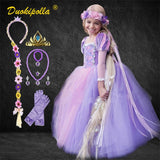 Halloween Rapunzel Dress Up Children's Party Tangled Coaplay Costume Fantasia Infantil Christmas Costume for Girls Rapunzel Hair