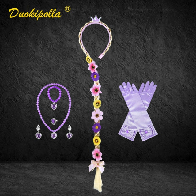 Halloween Rapunzel Dress Up Children's Party Tangled Coaplay Costume Fantasia Infantil Christmas Costume for Girls Rapunzel Hair