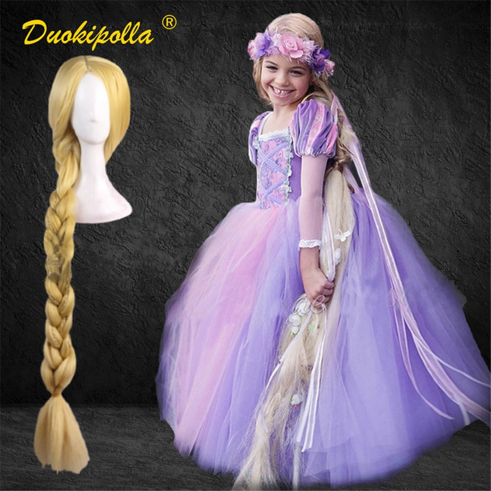 Halloween Rapunzel Dress Up Children's Party Tangled Coaplay Costume Fantasia Infantil Christmas Costume for Girls Rapunzel Hair
