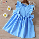 Humor Bear Girls Summer Dress New Girls' Clothing Ruffle Sleevele Princess Frocks Big-bow Fashion Kids Baby Girls Dress