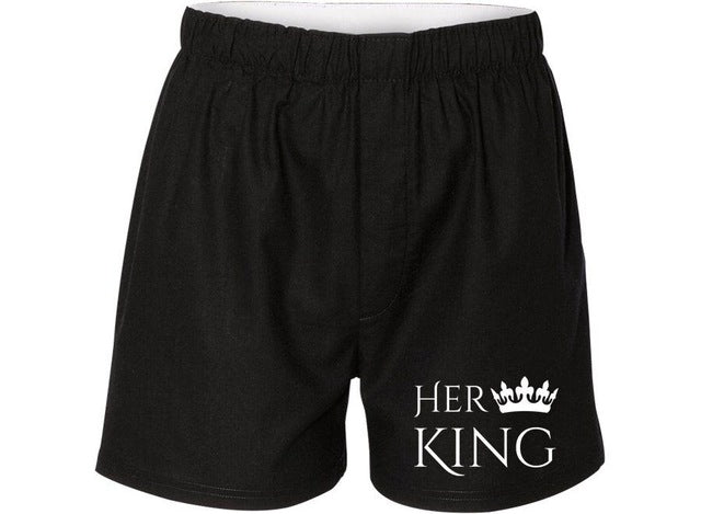 Matching Couple Underpants Women Men His King Her Queen Crown Letter Print Underwears Female Homme Cuecas Knicker Lingerie Boxer