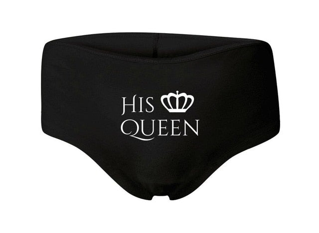 Matching Couple Underpants Women Men His King Her Queen Crown Letter Print Underwears Female Homme Cuecas Knicker Lingerie Boxer