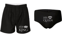 Matching Couple Underpants Women Men His King Her Queen Crown Letter Print Underwears Female Homme Cuecas Knicker Lingerie Boxer