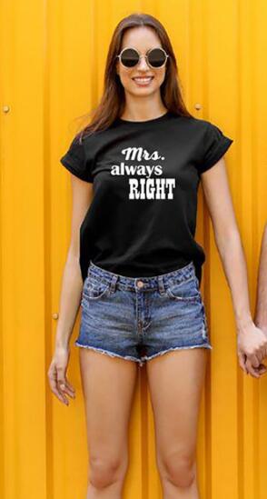 Mrs Always Right Mr Never Right Couple Matching Funny T-shirts Anniversary Gift Mr And Mrs Shirts Couple Tshirts Wedding Gift
