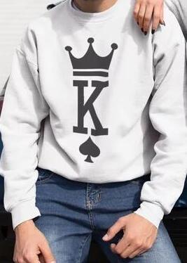 New Autumn Winter Unisex Long Sleeve King Queen Pullovers Sweatshirts Black Streetwear Women Fall Hoodies Sudaderas Mujer 2019