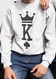 New Autumn Winter Unisex Long Sleeve King Queen Pullovers Sweatshirts Black Streetwear Women Fall Hoodies Sudaderas Mujer 2019