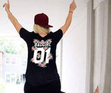 New Matching Couple Lover T Shirts Women 2018 Summer Fashion T-shirts Letter BAD GIRL BAD BOY 01 Flowers Print Tees for loved