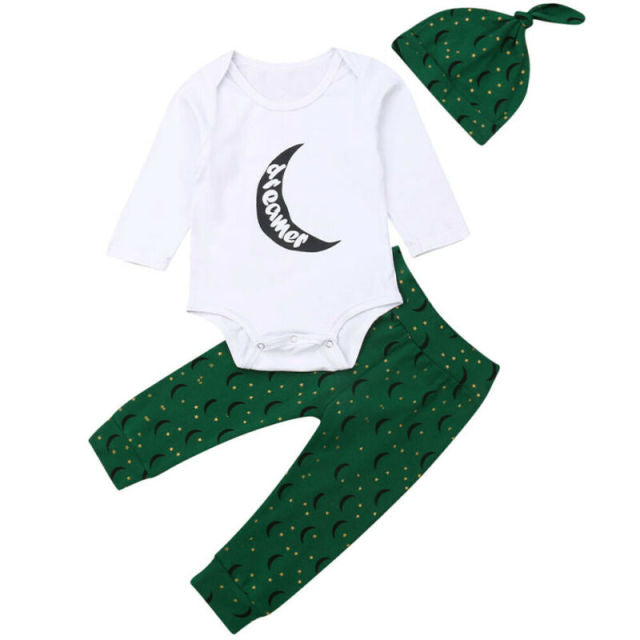Newborn Infant Baby Girls Boy 0-24M  Romper+Pants+Hat Leggings 3pcs Outfits Set Clothes