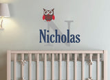 Owl Customized Any Name Wallpaper Wall Sticker Decal And Monogram Set Children Nursery Baby Playroom Vinyl Decal  Boy Teen