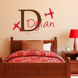 Personalized Custom Initial Name Wall Sticker Airplane Baby Nursery Wallpaper for Kids Room Home Decoration 60* 95CM