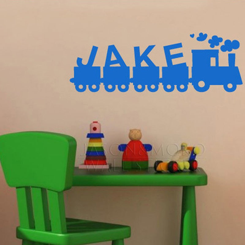 Personalized Customized Name Train Smoke Wall Sticker Vinyl Decal Mural Wallpaper for Baby Kids Rome Children Nursery 25x70cm