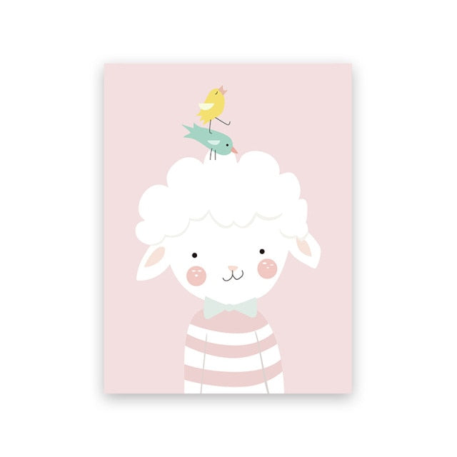 Pink Smile Cute cartoon animal Girl Wall Picture Poster & Print Baby Nursery Room Home Decoration Canvas Painting Kids Wall Art