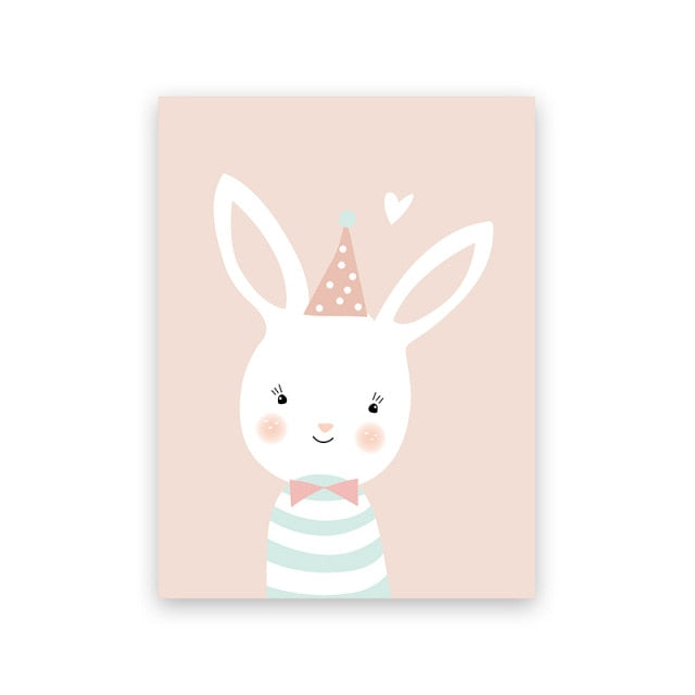 Pink Smile Cute cartoon animal Girl Wall Picture Poster & Print Baby Nursery Room Home Decoration Canvas Painting Kids Wall Art