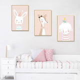 Pink Smile Cute cartoon animal Girl Wall Picture Poster & Print Baby Nursery Room Home Decoration Canvas Painting Kids Wall Art