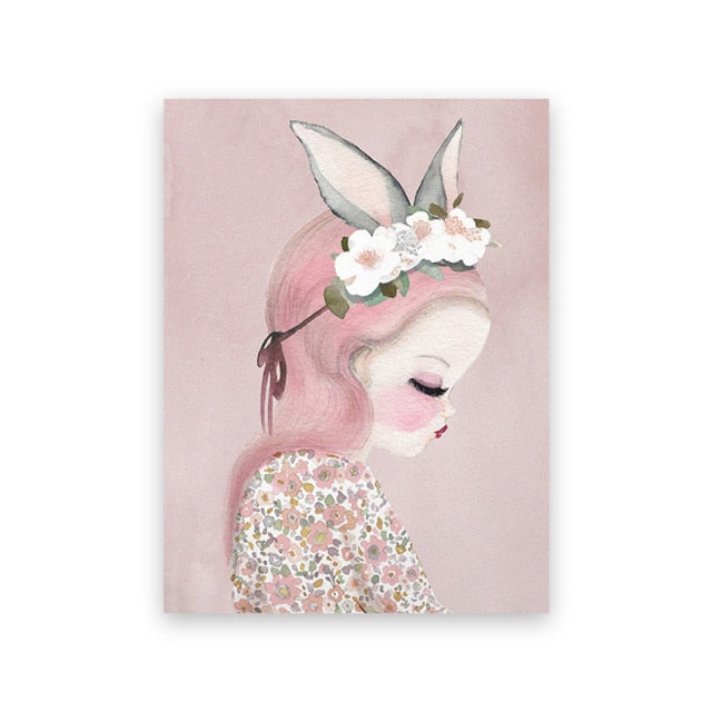 Pink Unicorn Swan Girl Canvas Painting Print Wall Pictures For Kids Room Canvas Painting Baby Room Wall Art Picture Poster