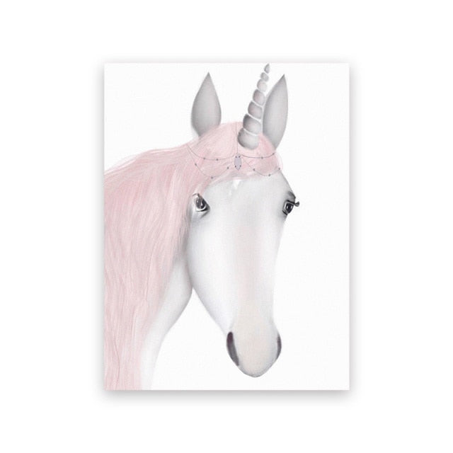 Pink Unicorn Swan Girl Canvas Painting Print Wall Pictures For Kids Room Canvas Painting Baby Room Wall Art Picture Poster