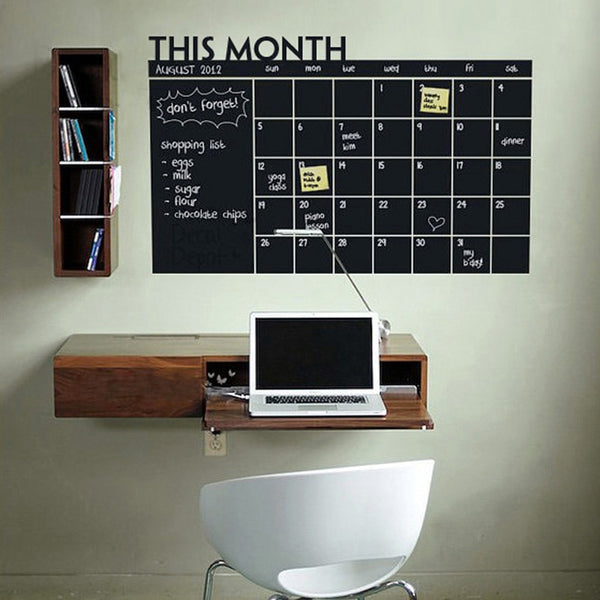 This Month Diy Monthly Chalkboard Calendar Planner Memo Removable Vinyl Wall Decal Stickers Wallpaper 60*92cm 2015 Home Decor