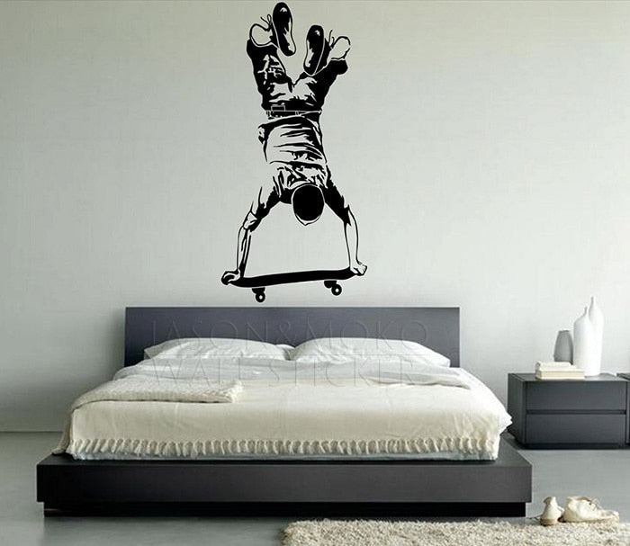 Vinyl Wall decal wall Sticker Skateboarder, mural wallpaper for home wall art Home Art Decor Decal 60*125CM Free shipping