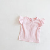 Yg brand children's clothing 2021 spring and summer new baby girl printed skirt cotton flying sleeve shirt children's suit