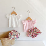 Yg brand children's clothing 2021 spring and summer new baby girl printed skirt cotton flying sleeve shirt children's suit