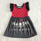 girl fashion dot dress with short sleeve baby girl cute cartoon frocks kids summer dresses